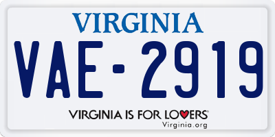 VA license plate VAE2919