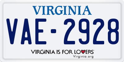 VA license plate VAE2928