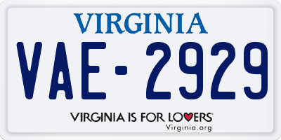 VA license plate VAE2929