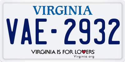 VA license plate VAE2932