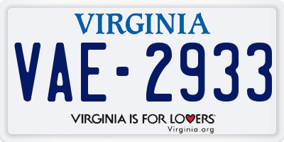 VA license plate VAE2933