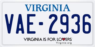 VA license plate VAE2936