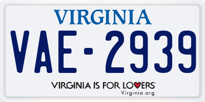 VA license plate VAE2939