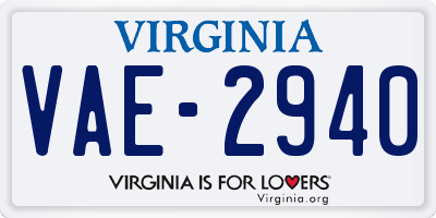 VA license plate VAE2940