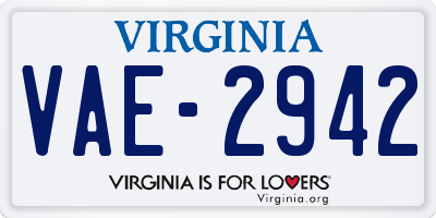 VA license plate VAE2942