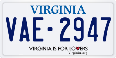 VA license plate VAE2947