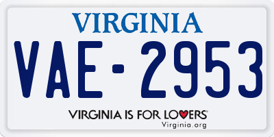 VA license plate VAE2953
