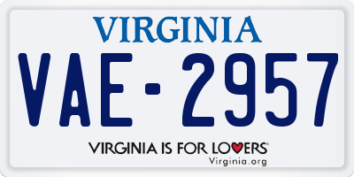 VA license plate VAE2957
