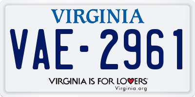 VA license plate VAE2961