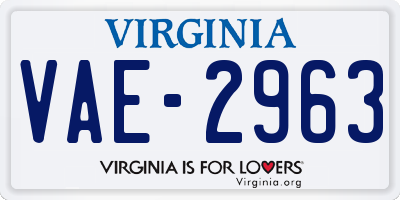 VA license plate VAE2963
