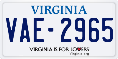 VA license plate VAE2965