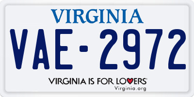 VA license plate VAE2972