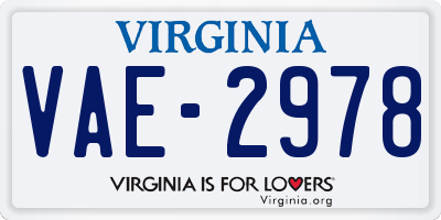 VA license plate VAE2978