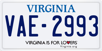 VA license plate VAE2993