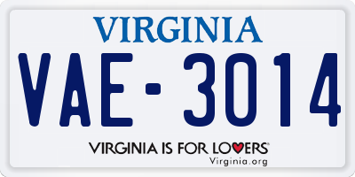 VA license plate VAE3014