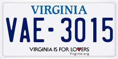 VA license plate VAE3015
