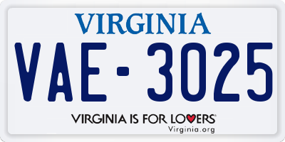 VA license plate VAE3025