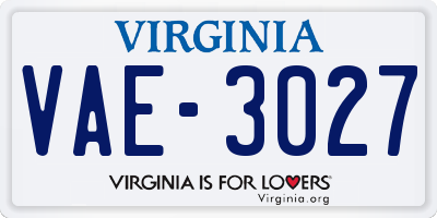 VA license plate VAE3027