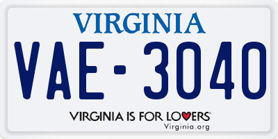 VA license plate VAE3040