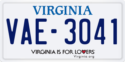 VA license plate VAE3041