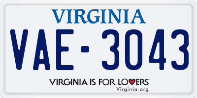 VA license plate VAE3043