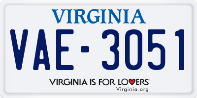 VA license plate VAE3051