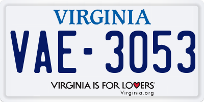 VA license plate VAE3053