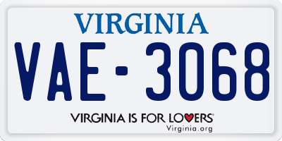 VA license plate VAE3068