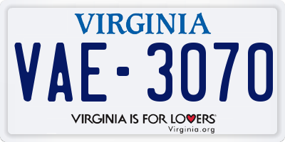 VA license plate VAE3070
