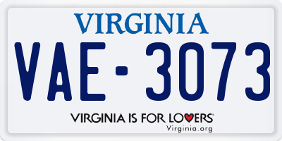 VA license plate VAE3073