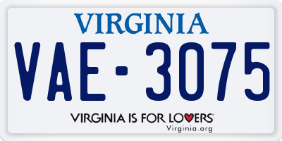 VA license plate VAE3075