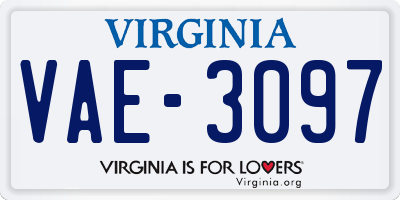 VA license plate VAE3097