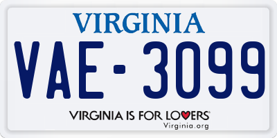 VA license plate VAE3099