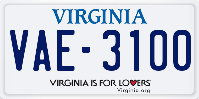 VA license plate VAE3100