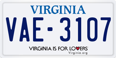VA license plate VAE3107