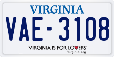 VA license plate VAE3108