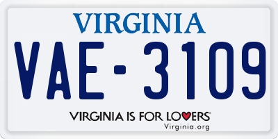 VA license plate VAE3109