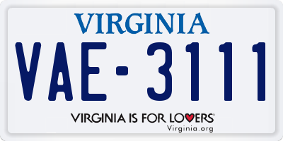 VA license plate VAE3111