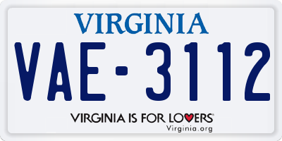 VA license plate VAE3112
