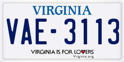 VA license plate VAE3113