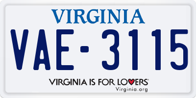 VA license plate VAE3115