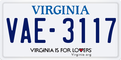 VA license plate VAE3117