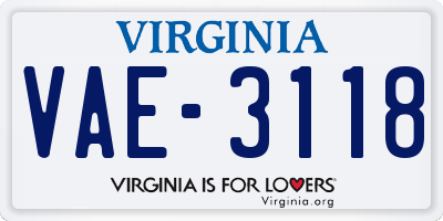 VA license plate VAE3118