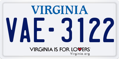 VA license plate VAE3122
