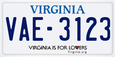 VA license plate VAE3123