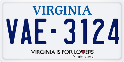 VA license plate VAE3124