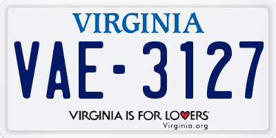 VA license plate VAE3127