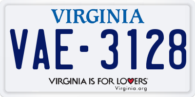 VA license plate VAE3128
