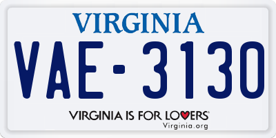 VA license plate VAE3130