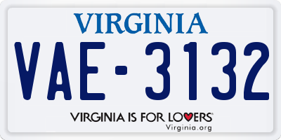 VA license plate VAE3132